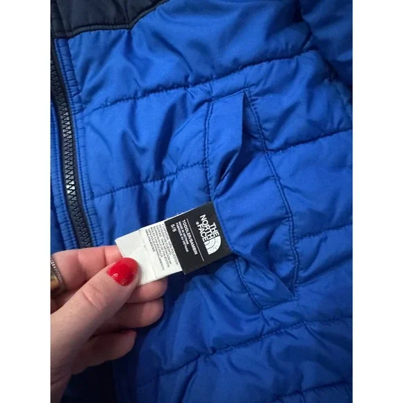 The North Face Royal Blue & Navy Kids Hooded Puffer Jacket - Picture 4 of 7